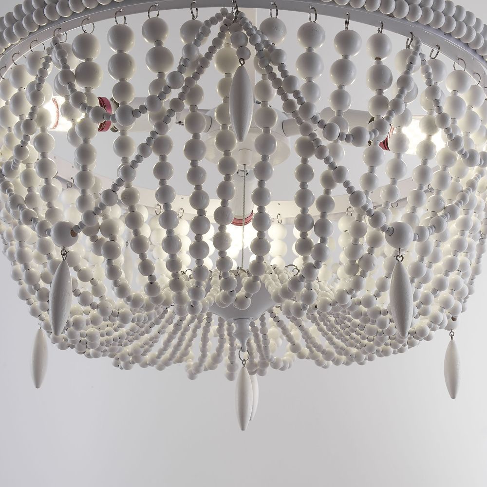 Подвесная люстра RH Anselme White Wood Weathered Chandelier 48*48*50 см, 3*E14*40W, ImperiumLoft 40.2087-0, Белый