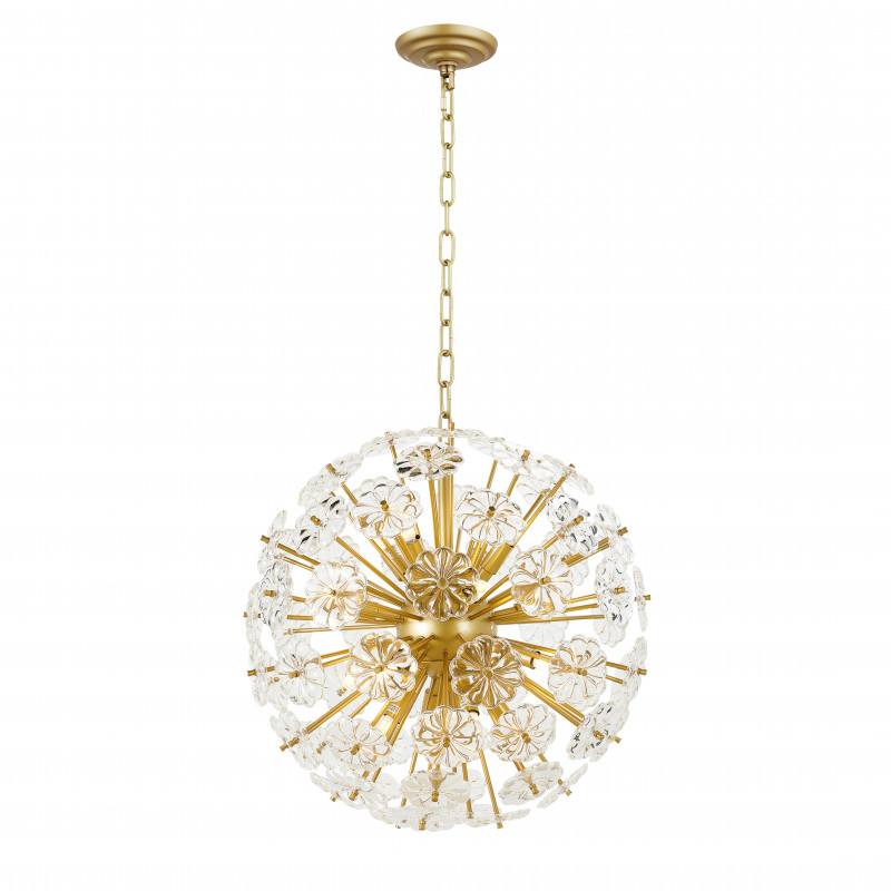 Подвесная люстра Favourite Pienene 2620-16P, D480*H500/1700, Каркас золотого цвета, декоративные элементы из прозрачного стекла