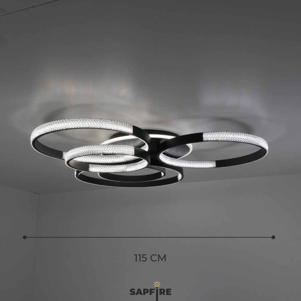 Светильник потолочный (2202-500-5BK) SPF-5391 ЧЕРНЫЙ  D1150*950/H150/5/LED/2*136W 3 режима без ПДУ TERRA 24-12