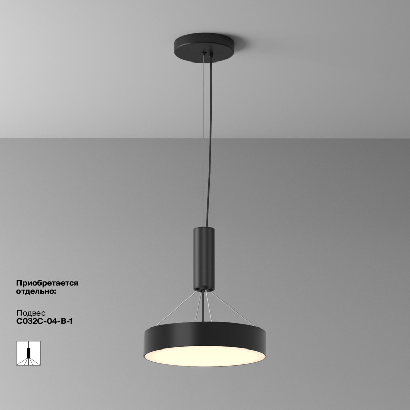 Накладной светильник 30*30*6 см, LED, 36W, 3000К, Maytoni Technical Zon C032CL-36W3K-RD-B черный