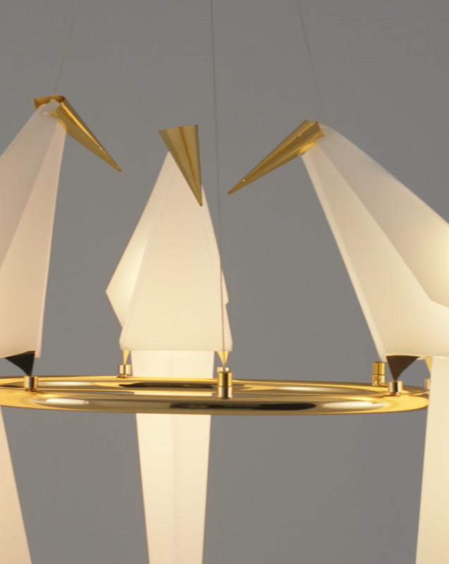 Подвесной светодиодный светильник 85*65 см, LED 54 W, Moderli Birds V3071-3PL Золотой