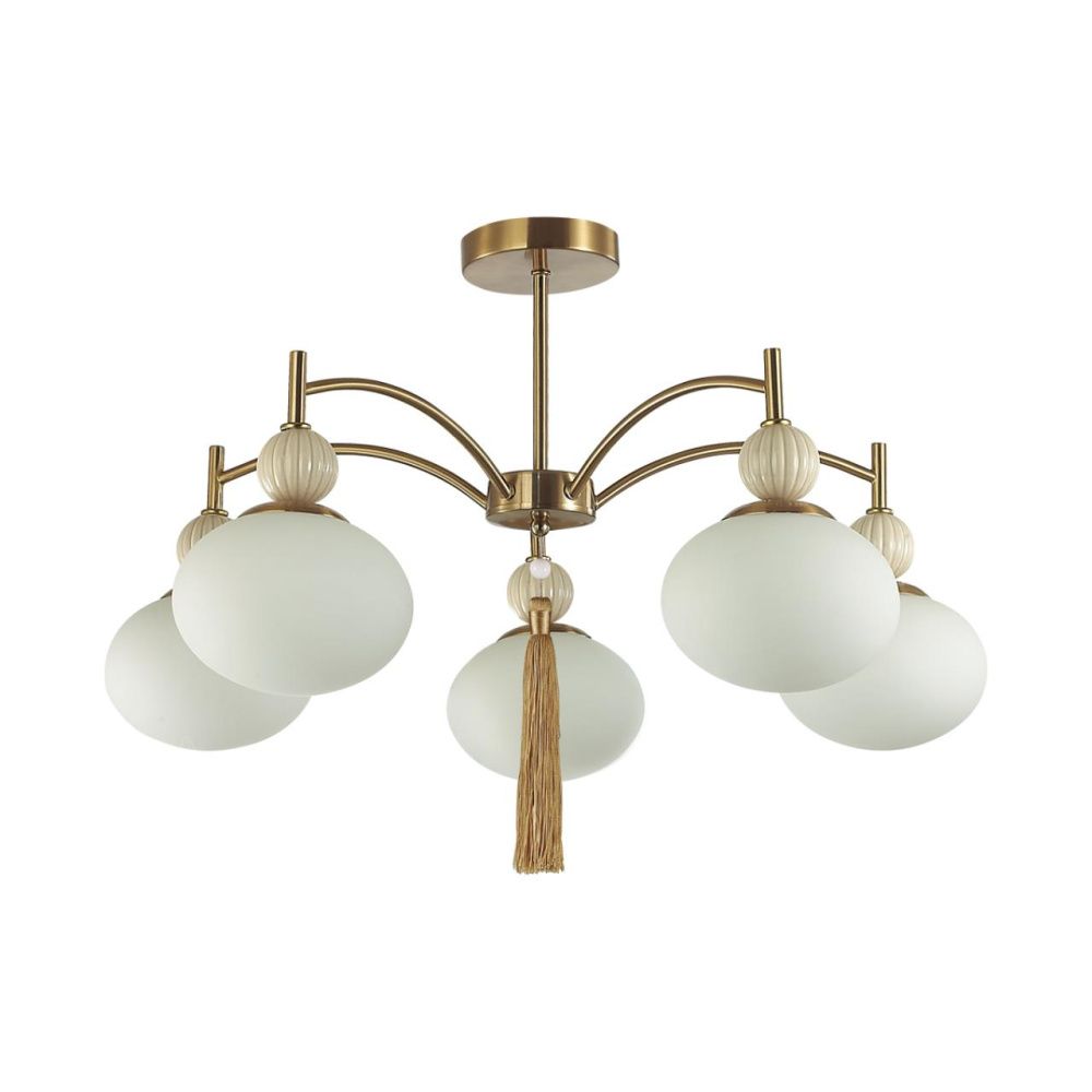 Люстра потолочная *69,5*43-43 см, 5*E14*40W, Lumion Gloriya LUM8272/5C, латунь; бежевый