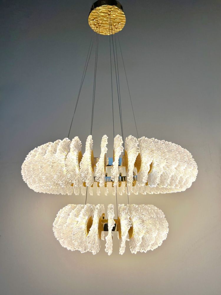 Люстра 8846-800+600, D800*H340 мм / D600*H340 мм LED, 198W, 3000/4000/6000K, Alva Donna, Золото