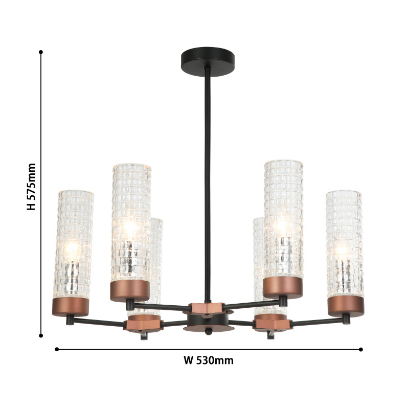 Подвесная люстра Favourite Flumen 2567-6P, D530*H575, черный и золотисто-коричневый