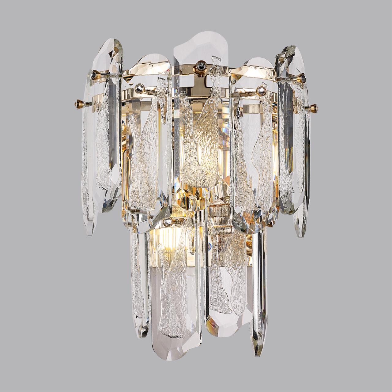 Бра 25**29 см, E14 2*2*40W,  К, Odeon Light Bullon 5069/2W, золото/прозрачный