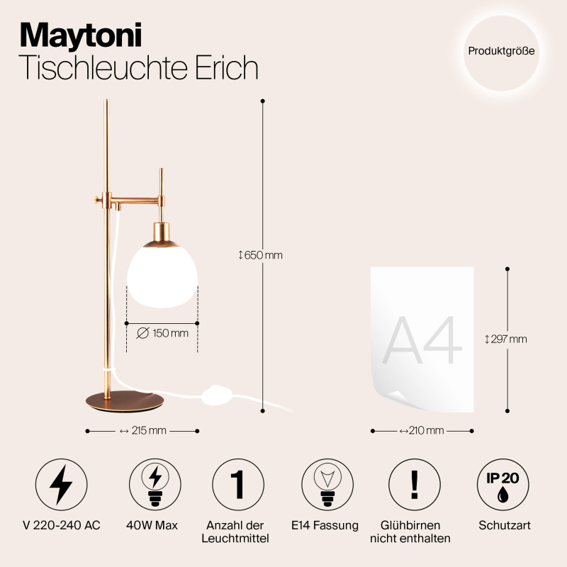 Настольная лампа Maytoni Erich MOD221-TL-01-G
