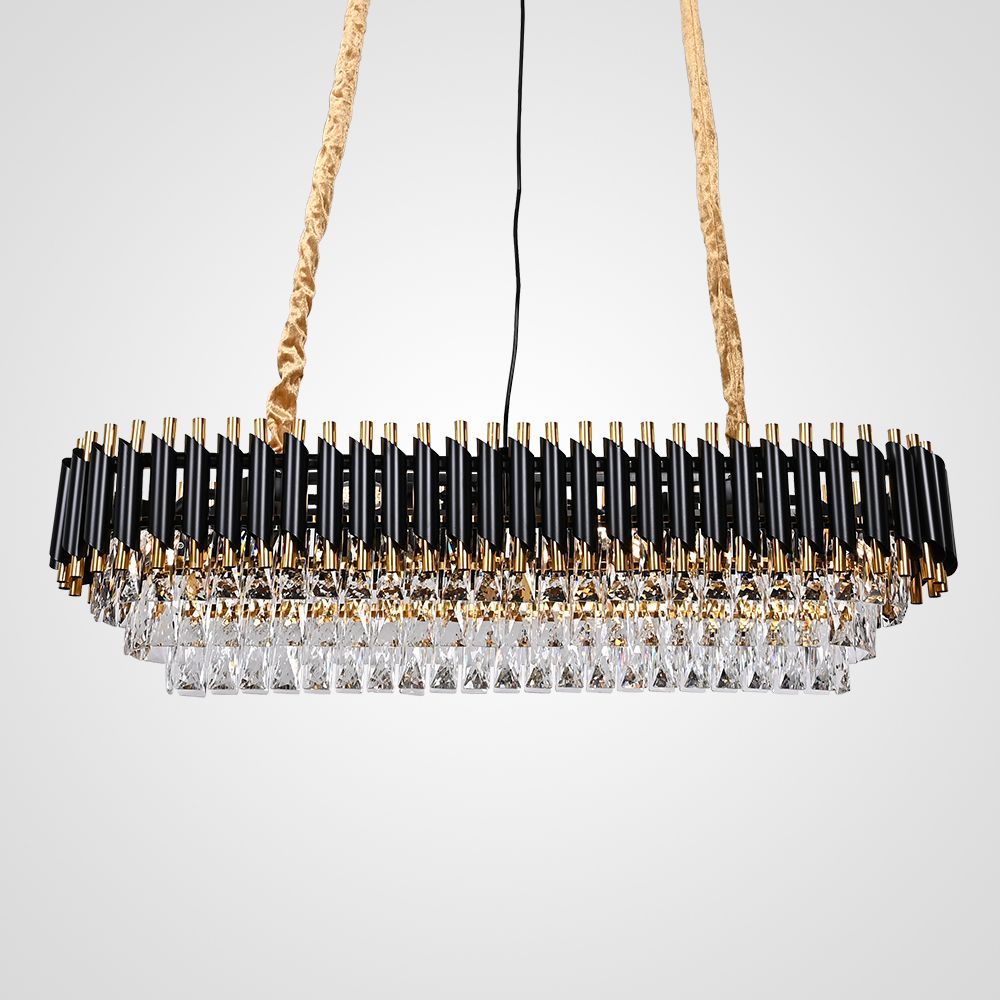 Подвесная люстра Empire Black Rectangular Chandelier Crystal 100*30*32 см, 6*E14*40W, ImperiumLoft 40.2893, Золотистый
