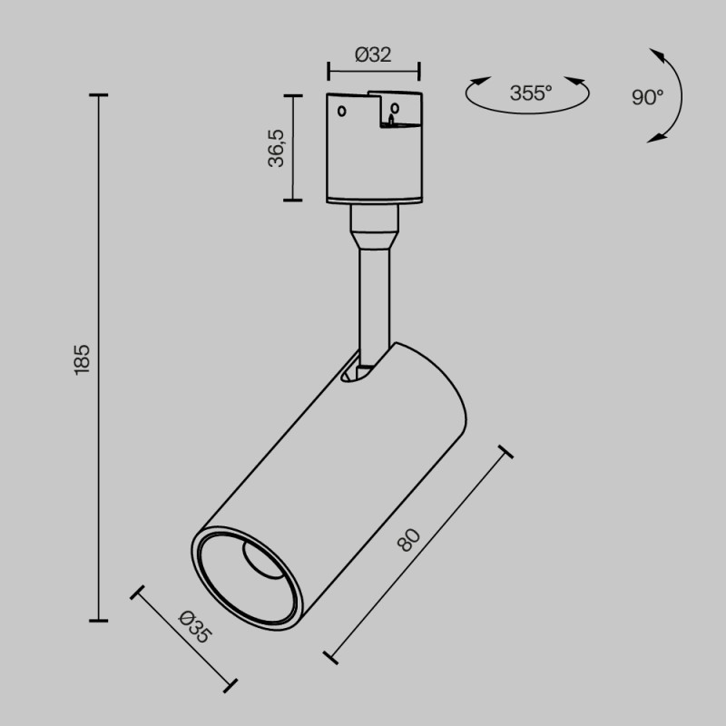 Трековый магнитный светильник 3 см, 5W, 3000K, Maytoni Focus Led TR163-1-5W3K-M-B, черный