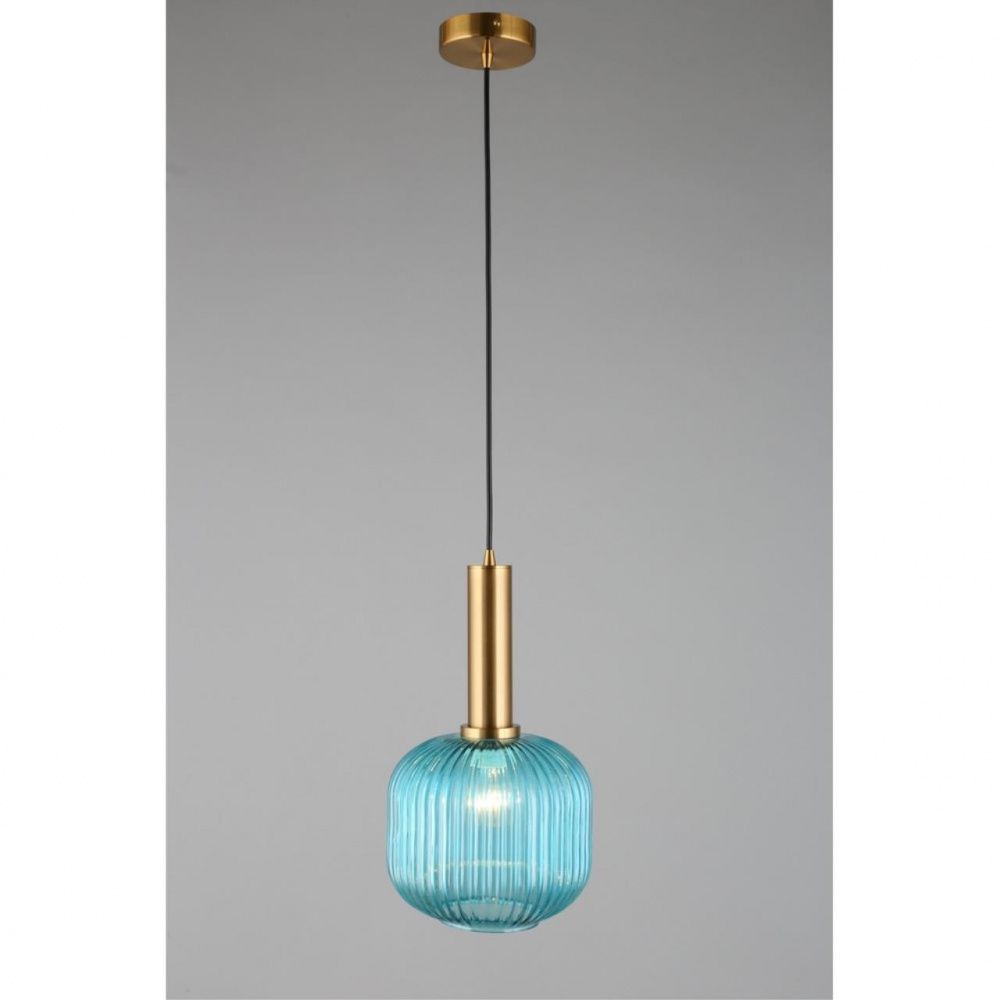 Светильник подвесной 20 см Omnilux Triscina OML-99416-01, диаметр 20 см, бронза/голубой