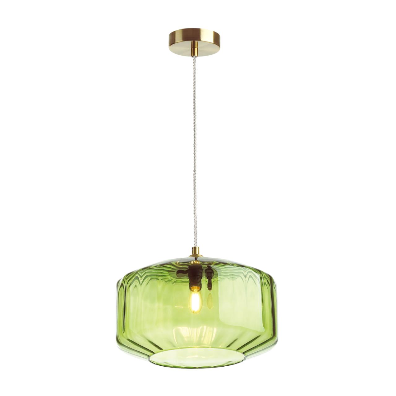 Подвес Odeon Light BINGA 4783/1 диаметр 30 см, Зеленый прозрачный