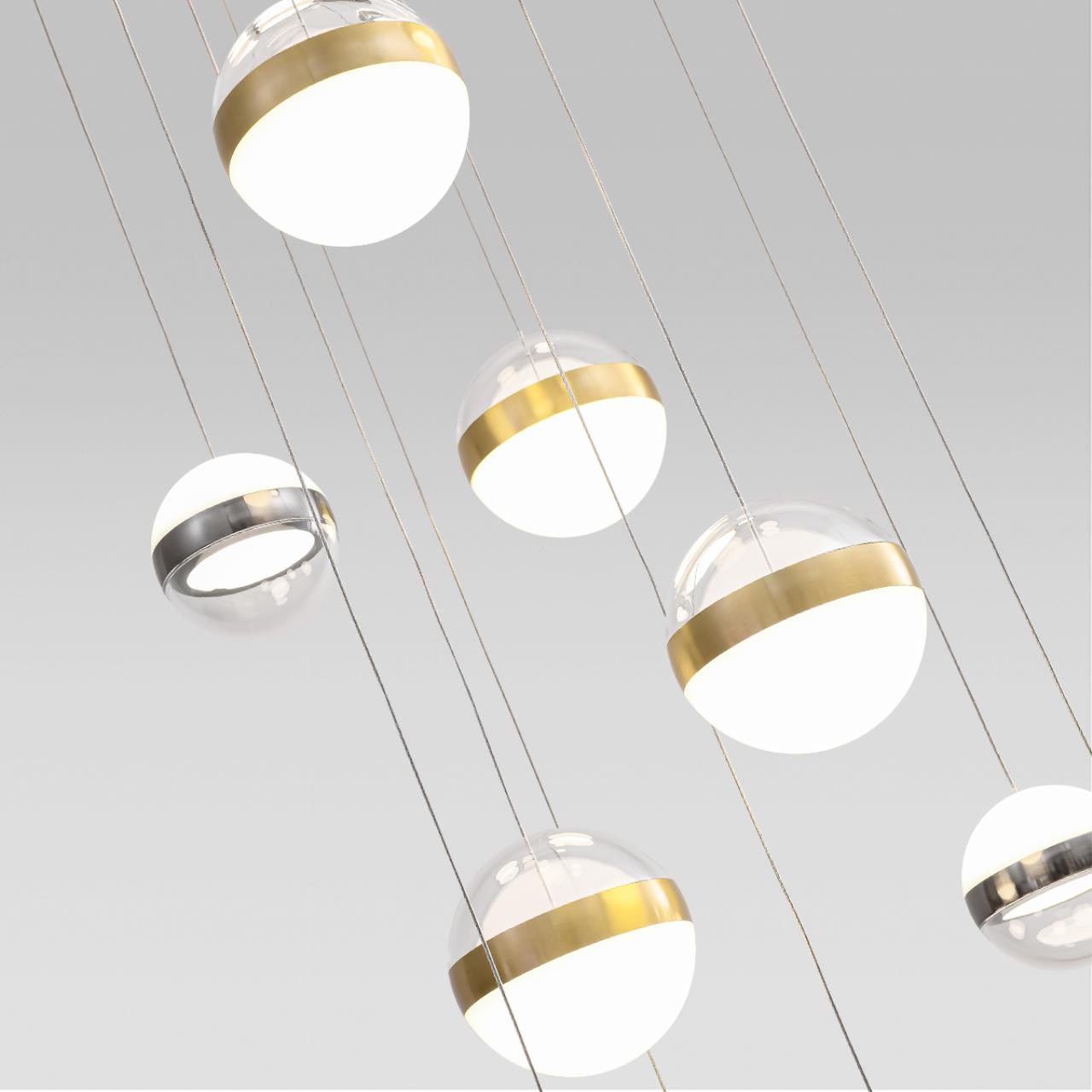 Люстра каскадная 53,5*53,5*250 см, 1 LED*132W, 4000 К, Odeon Light Roni, никель 5037/132L