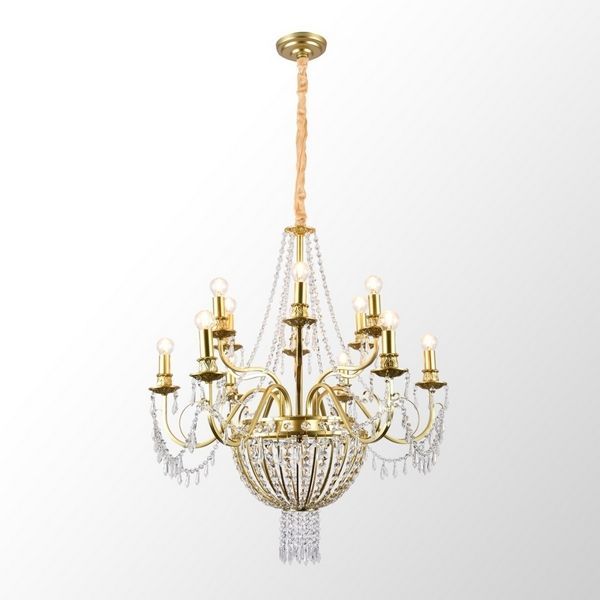 Подвесная хрустальная люстра 80 см, Lussole Rains LSP-6004, золото