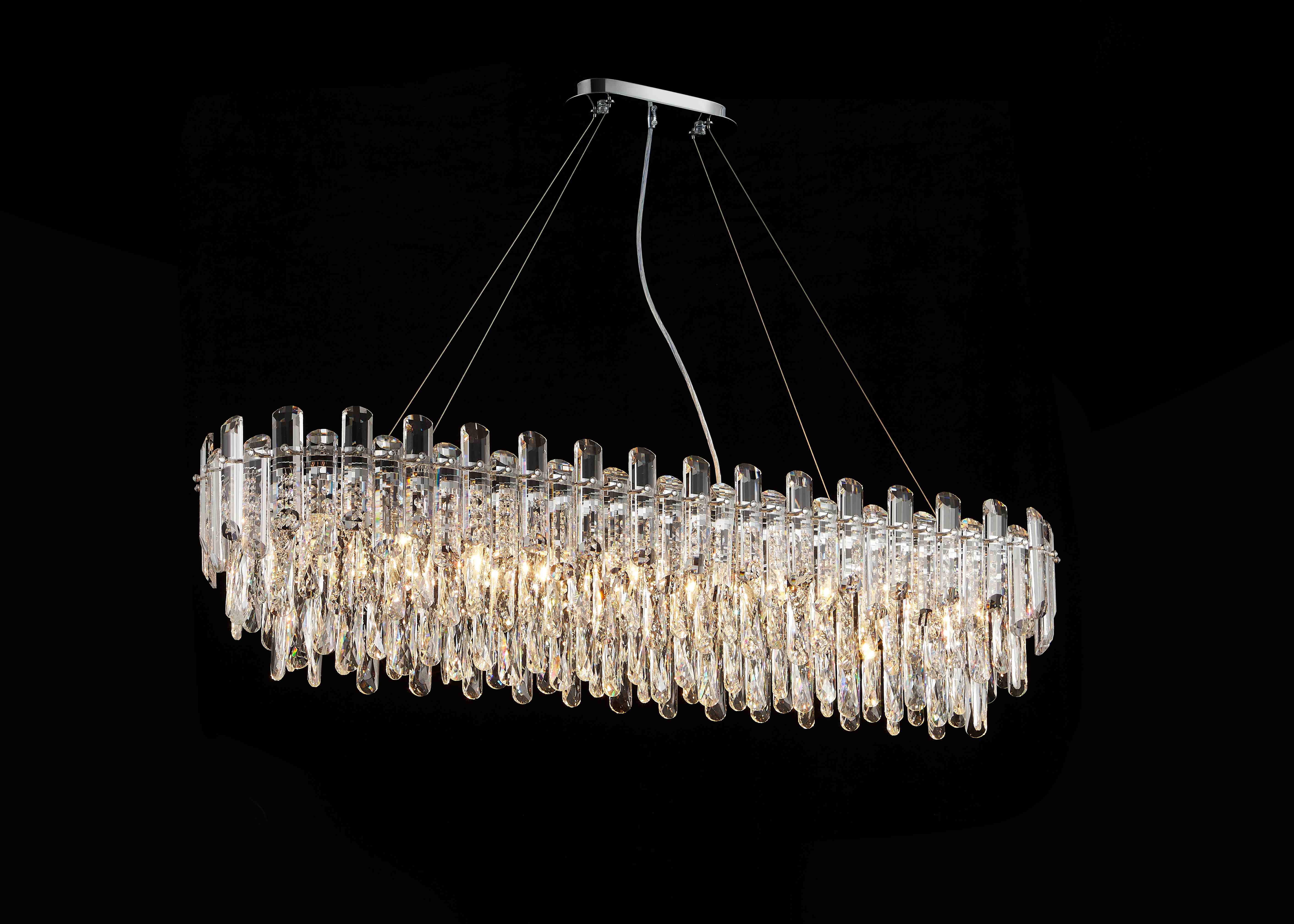 Люстра  1200*300*290, 10*E14, 40W NewRgy Cristallo NW076-L1200*W300*H290 OVAL CHROME, Хром