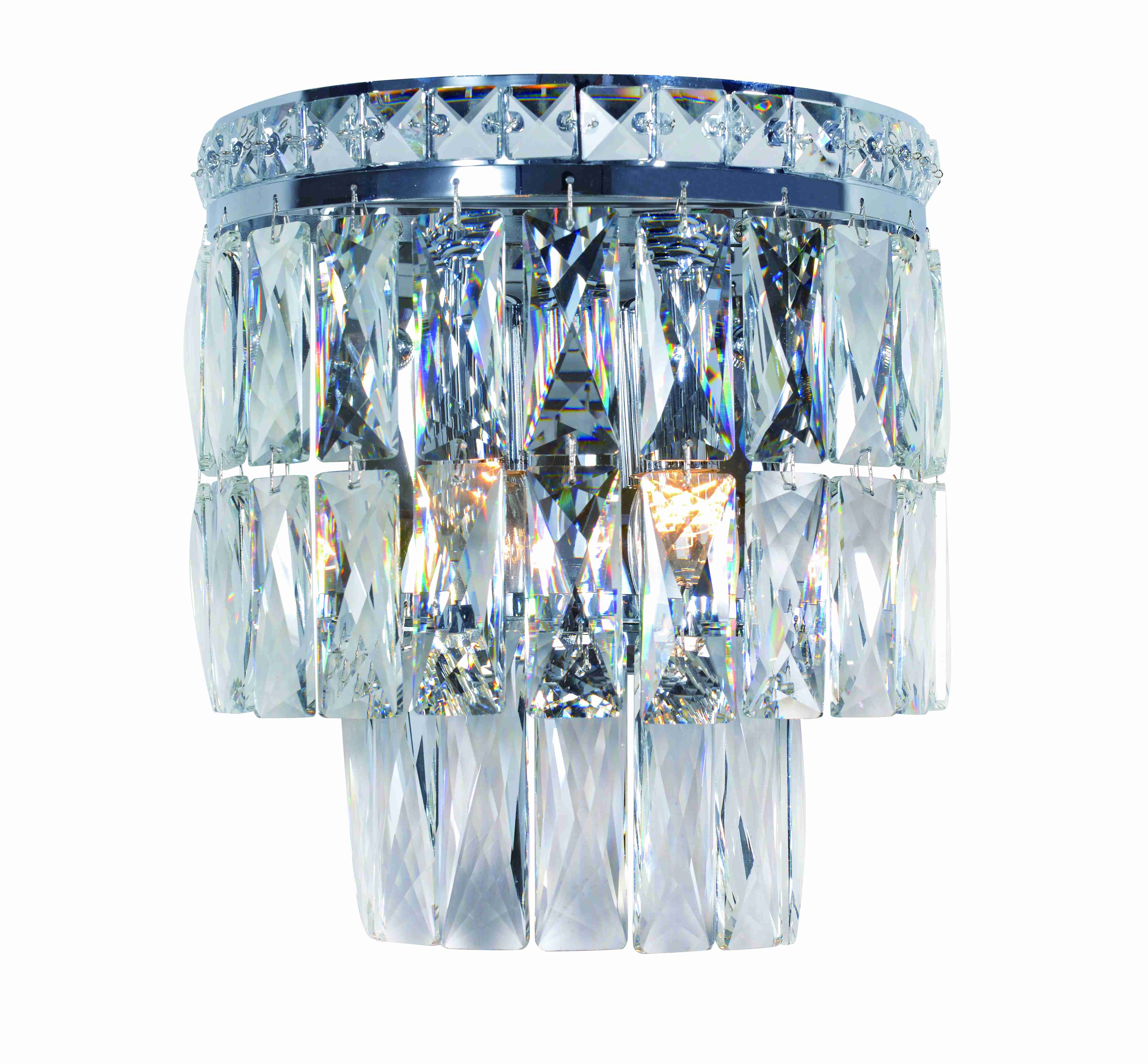 Бра 150*250*230, 2*E14, 40W NewRgy Cristallo W2785R/2A CHROME+CLEAR, Хром+Прозрачный