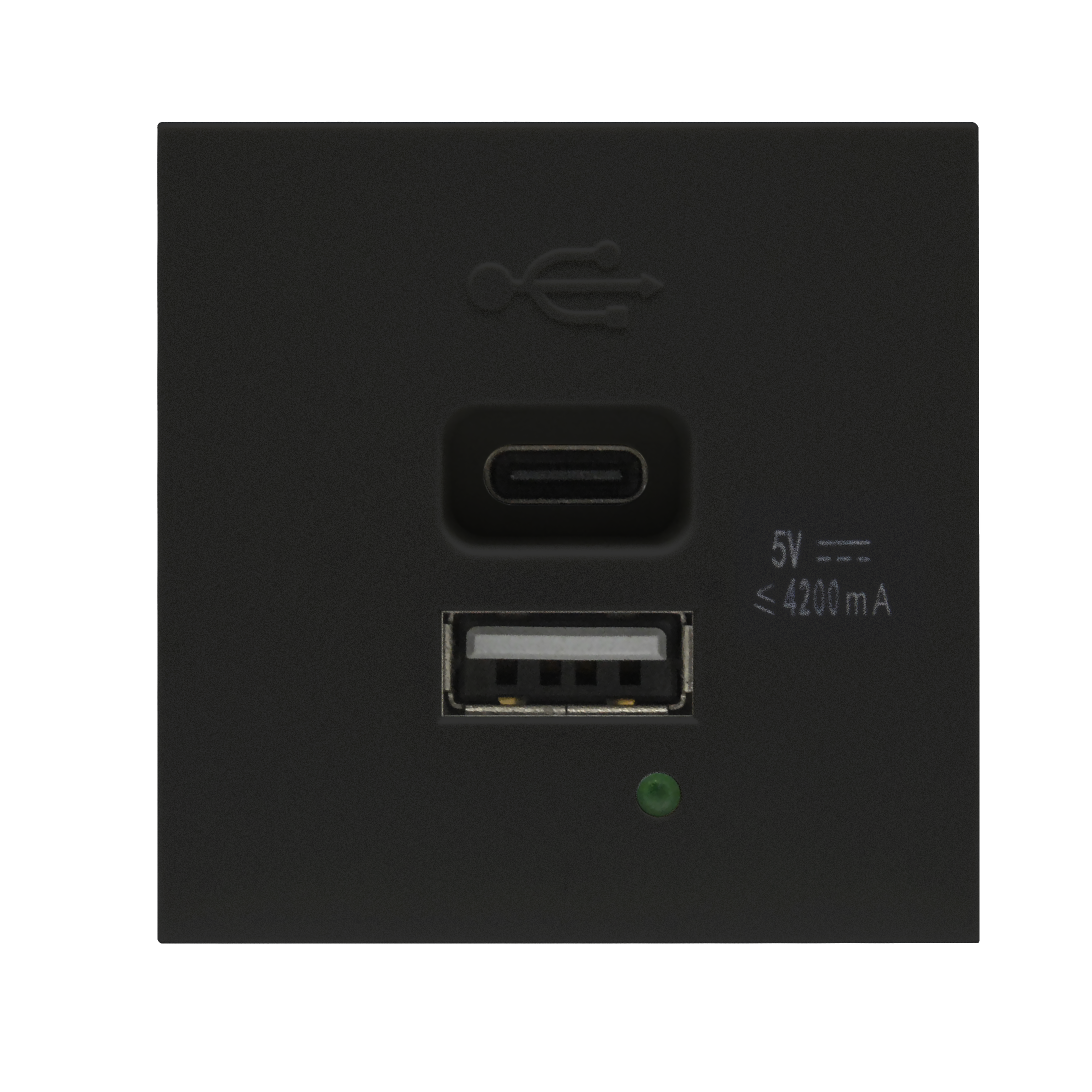 Donel USB зарядное устройство, 4.2A , Type A + C, 2 мод., черн. матовая (45х45мм) DUSB4200ANF