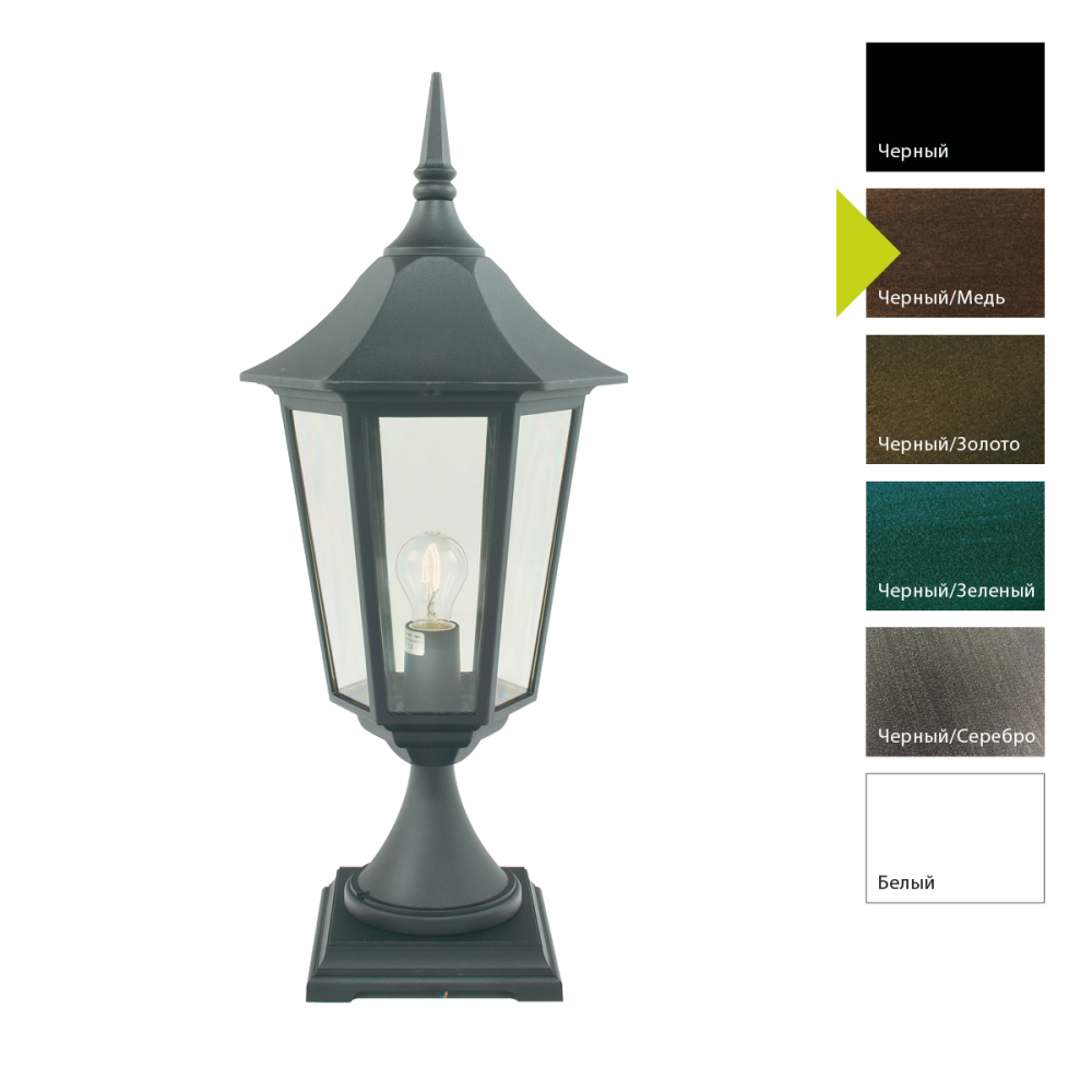 Фонар-пьедестал 32*32*85 см, E27*100 (накал.) 77 (гал.)W, Natural Concepts Norlys Modena Big 384BS, BC (Черный/Медь)