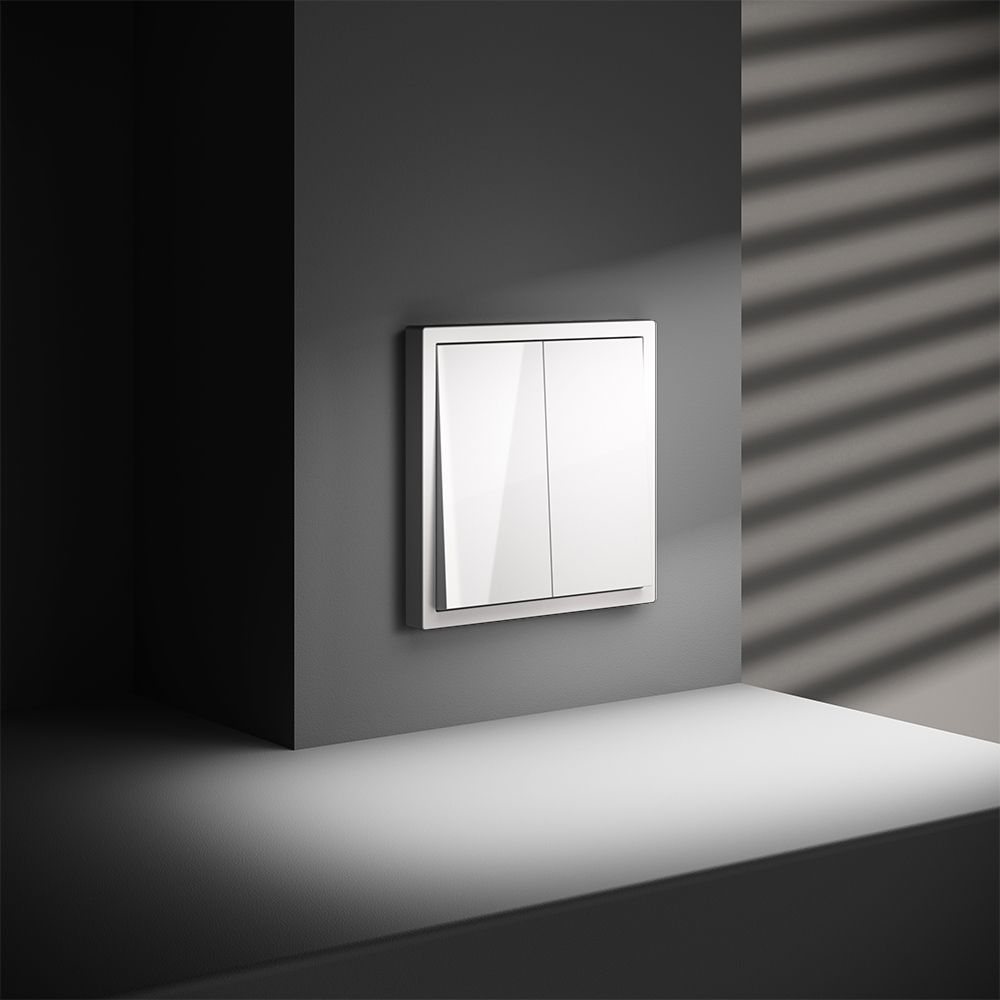 Перекрестный переключатель встраиваемый двухклавишный 10А, белый глянцевый Voltum S70 VLS020501, Пластик глянцевая