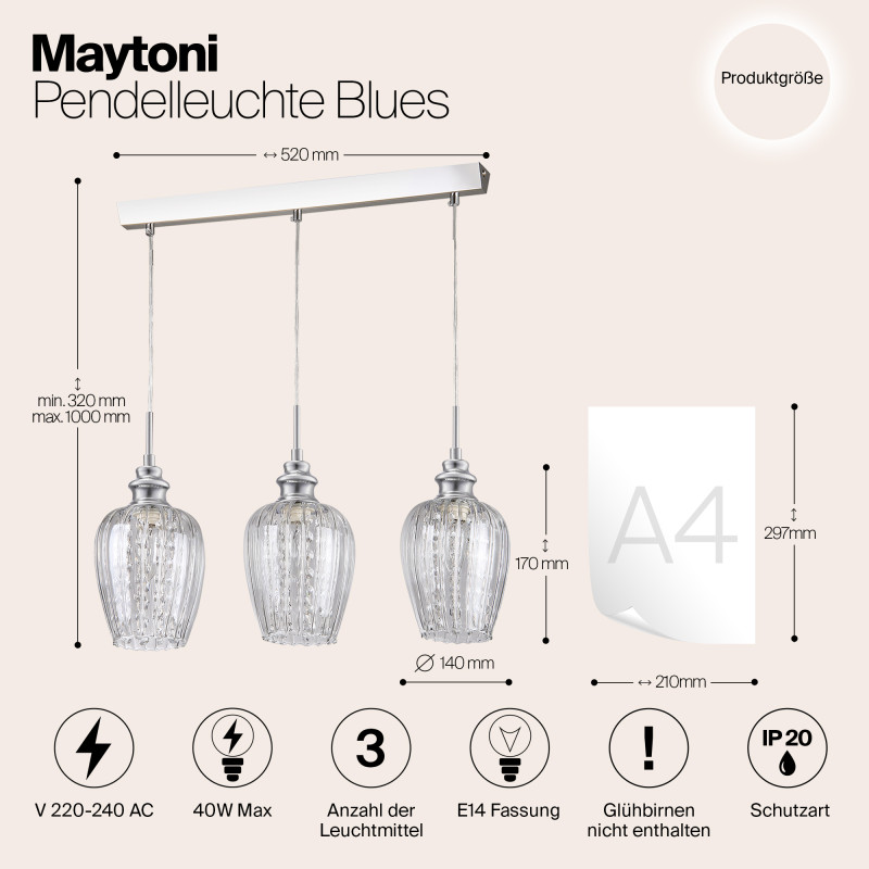 Подвесной светильник Maytoni Fusion MOD044-PL-03-N прозрачный
