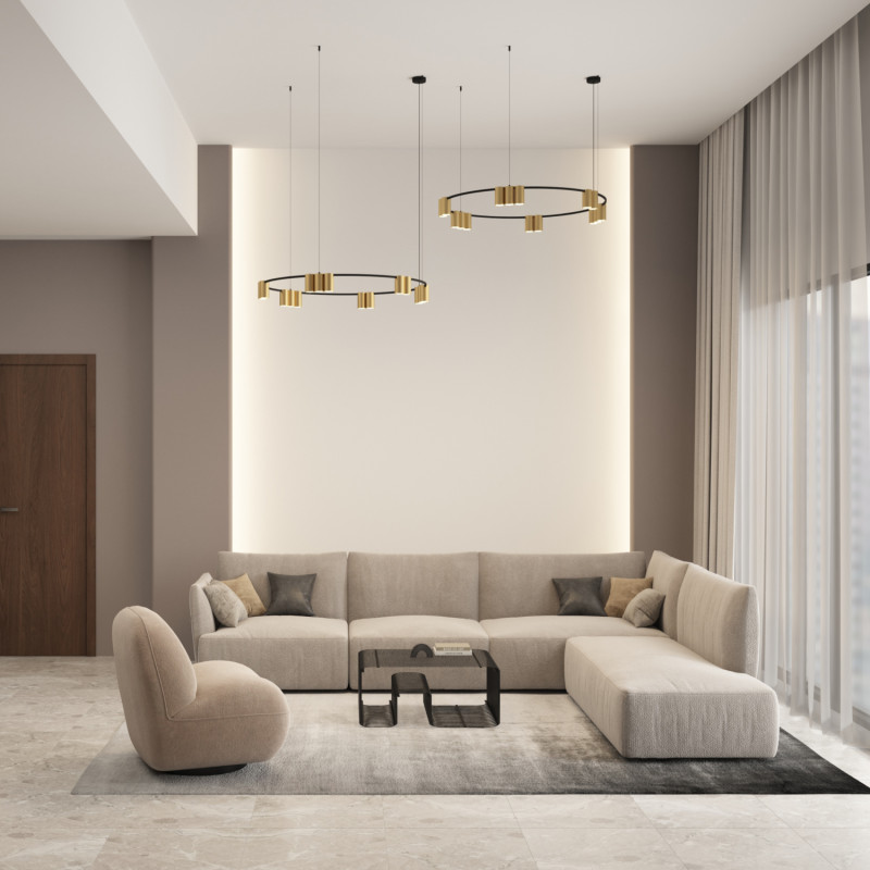 Подвесной светильник 100*208,9 см, 15*GU10, 225W, Denkirs Orbit DK4067-BK+SG черный
