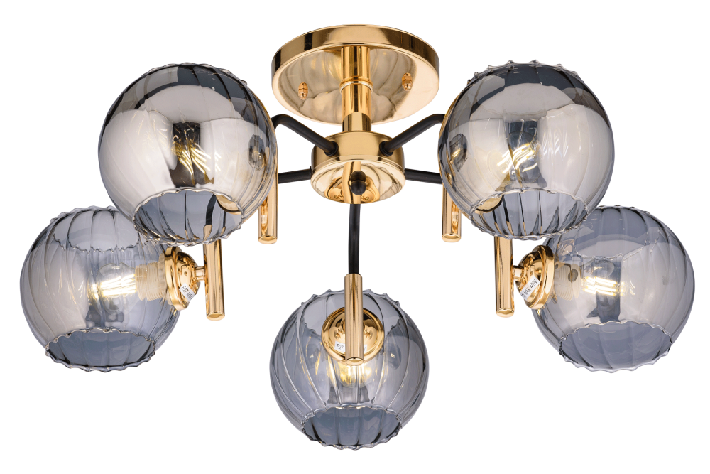 Люстра L600 x W600 x H230, мм, 5*40W (200W), GOLD+BLACK(ЗОЛОТО+ЧЁРНЫЙ) Rilon 00598/5A GOLD+BLACK