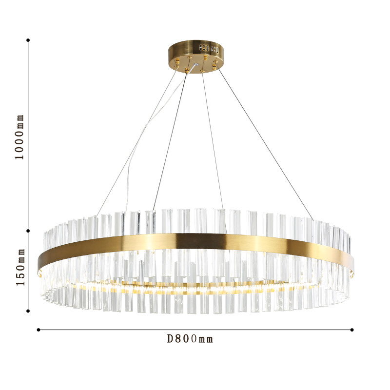 Подвесная люстра Favourite Placerat 4012-8P, D800*H150/1150, золота, плафон состоит из объемных стеклянных элементов необычной формы