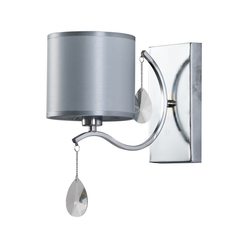 Бра Favourite Low 2866-1W, D260*W140*H250, хром, плафон из светло-серой ткани, декоративный элемент в виде подвесок с хрусталем
