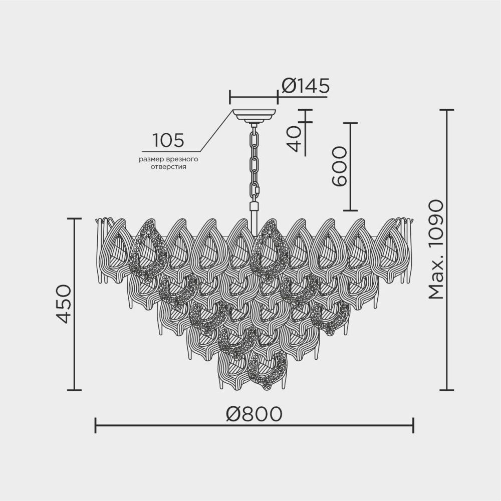Люстра 80 см, 21*Е14*40W, Modelux  ML.6197.800 GD, Золото