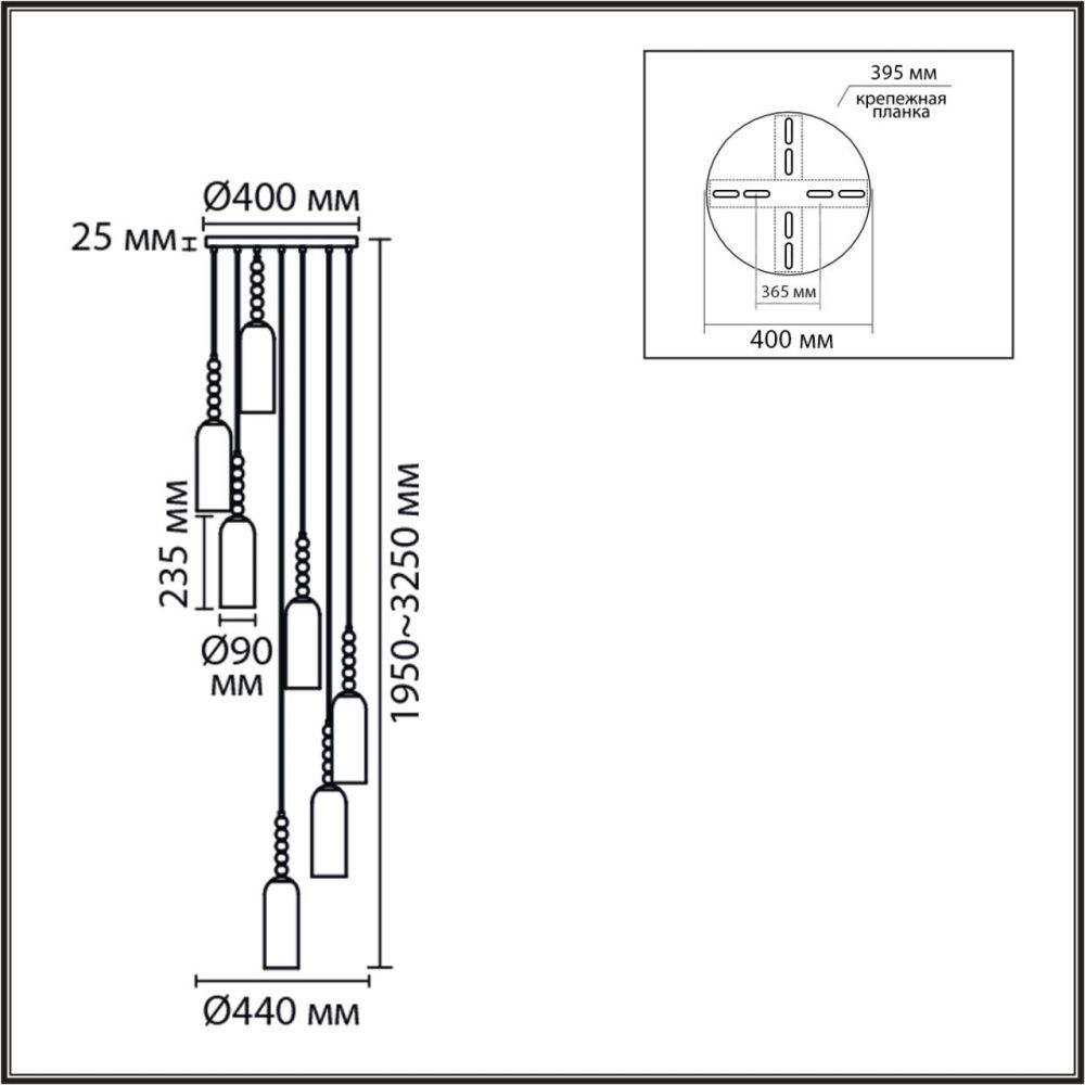 Люстра 44*44*325-325 см, 7*E14*40W, Lumion Tracy LUM8270/7A, хром; белый