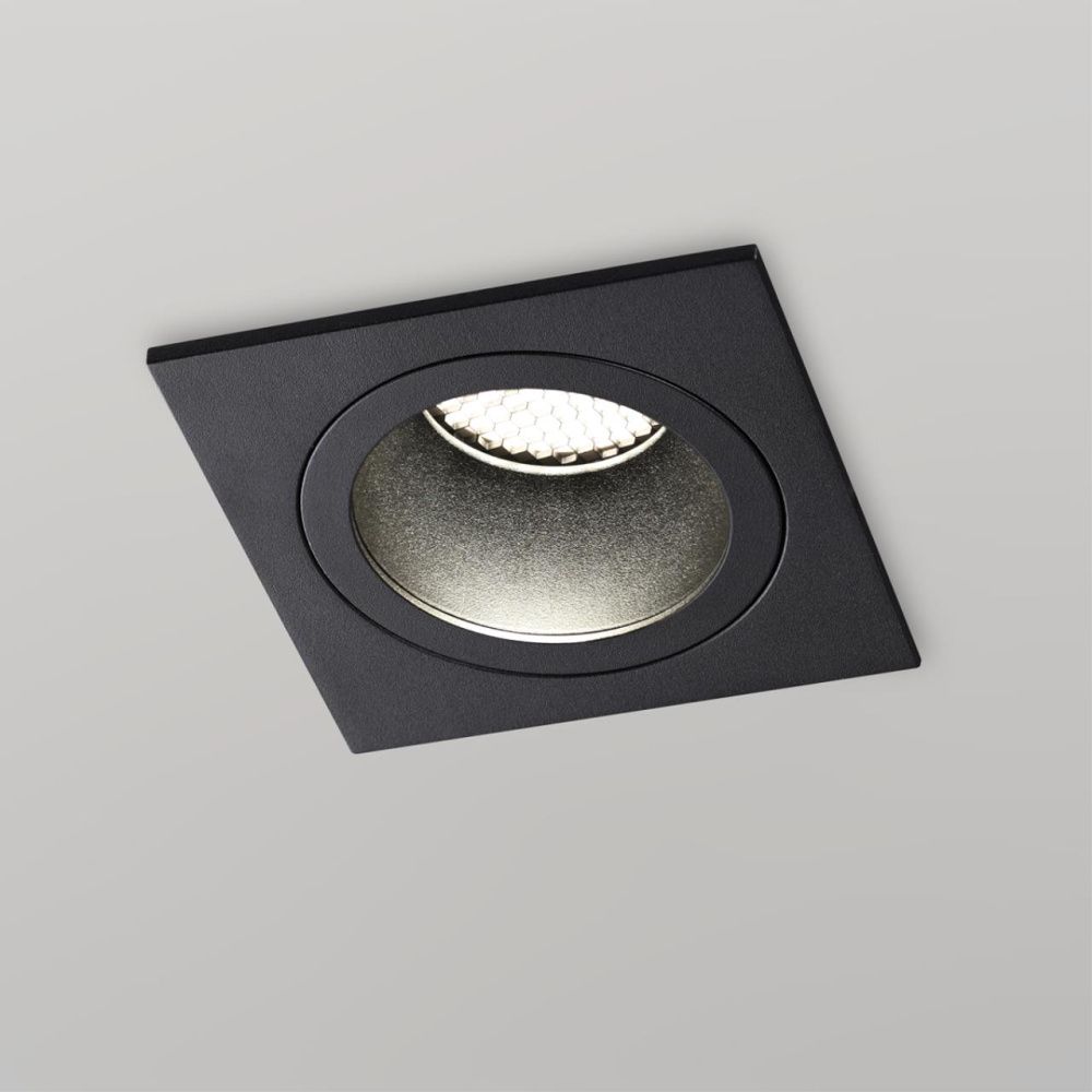 Светильник встраиваемый 12*12*3 см, вр 10,5 см, 1*GX53*12W, Novotech Gemini 371006, черный