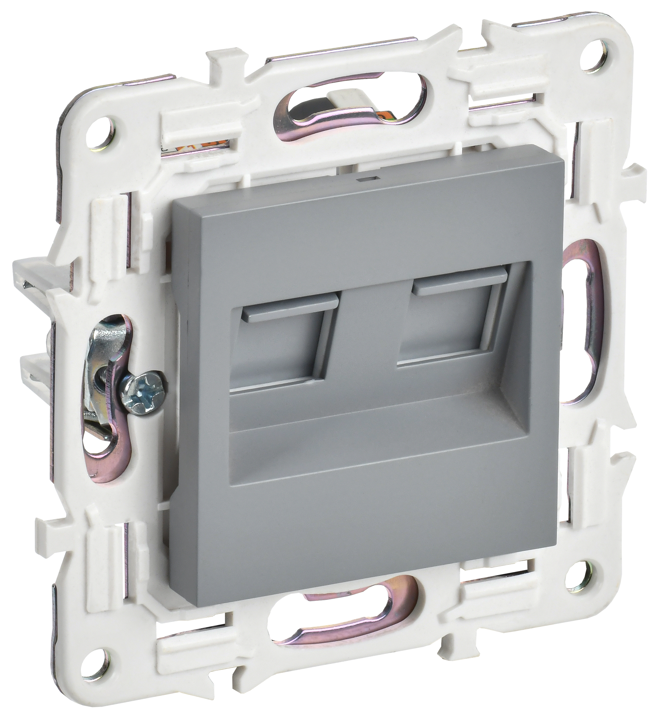 SKANDY Розетка комп. 2-ая RJ45 кат.5E SK-K03Gr сер. IEK, SK-K20-1-K03