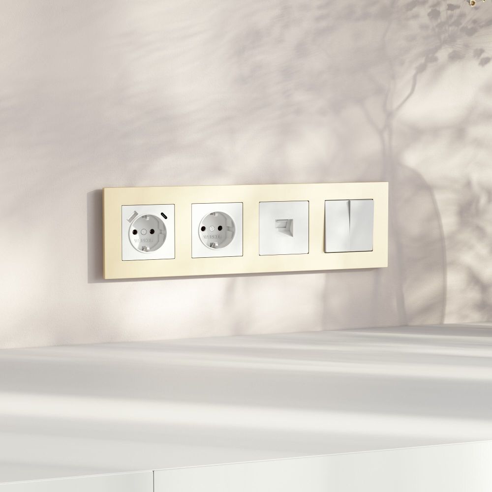 W0042911 Рамка на 4 поста Slab, шампань софт Werkel, 4690389218446