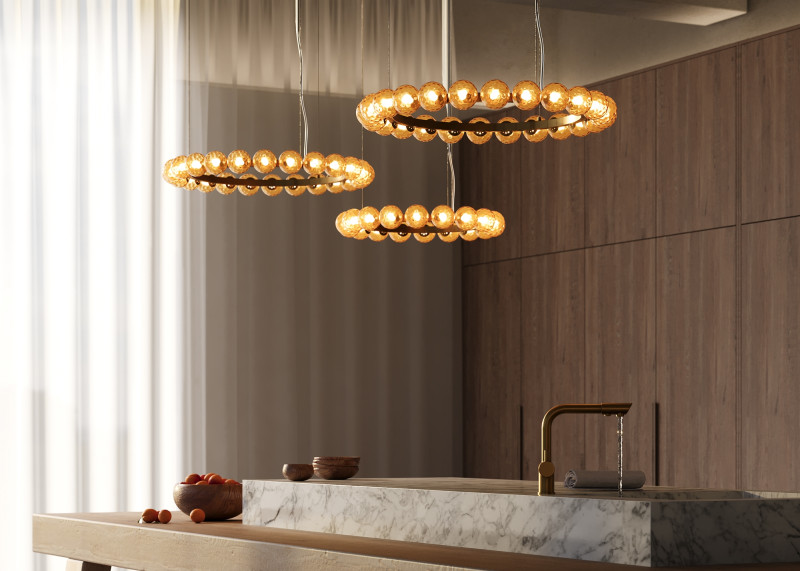 Подвесной светильник 76*76*310 см, LED, 42W, 3000К, Maytoni Ambre MOD331PL-L42BS3K латунный