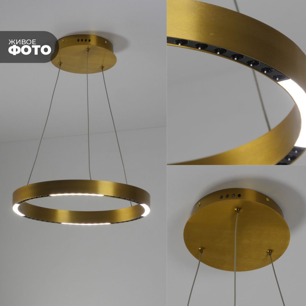 Светильник подвесн.ElegantLight DZN-8235 АЛЮМИНИЙ ЗОЛОТО D400/H1200/8/LED/64W/4000-4200K HOOPS 22-09