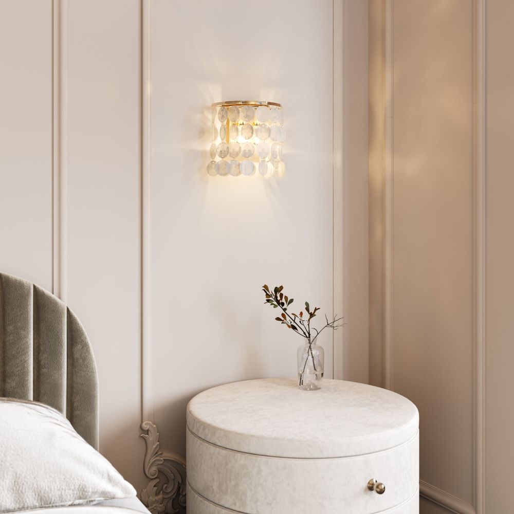 Светильник 22 см, Eurosvet 60084/2,  латунь/перламутр