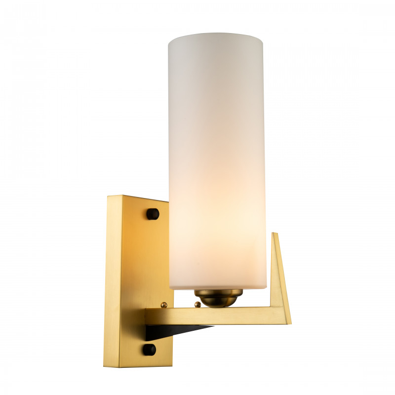 Бра Favourite Maximo 2623-1W, D225*W110*H350, латунь с элементами черного цвета, плафон из белого матового стекла