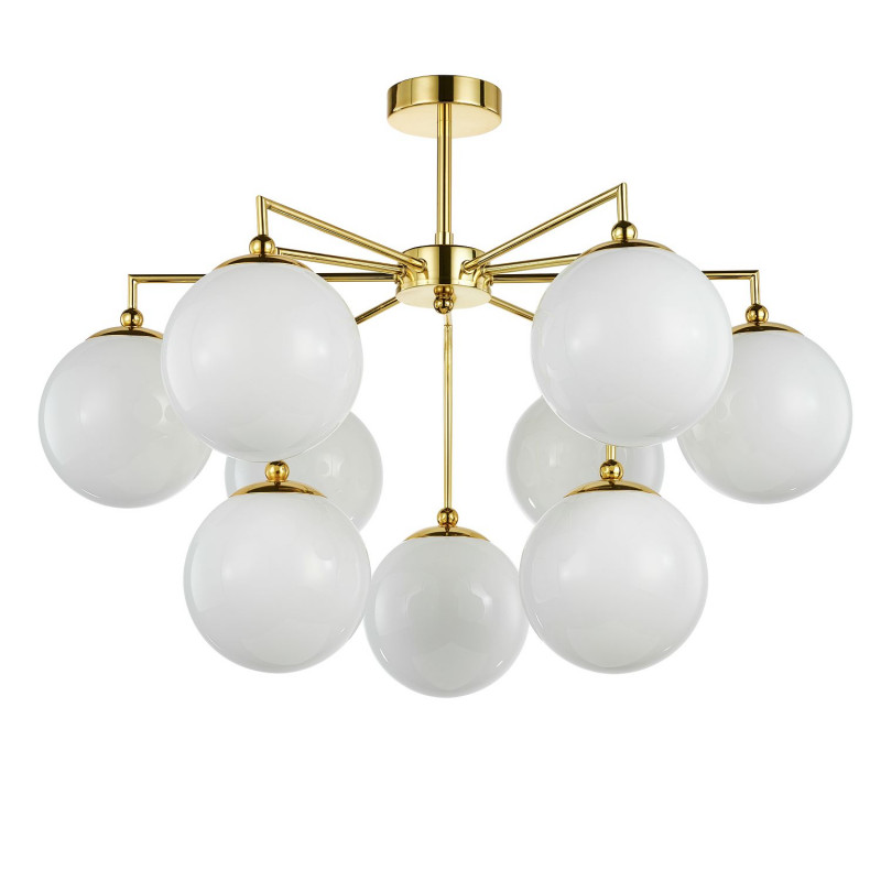 Люстра Favourite Undine 2810-9P, D680*H510, Каркас золотого цвета, плафоны из белого выдувного стекла