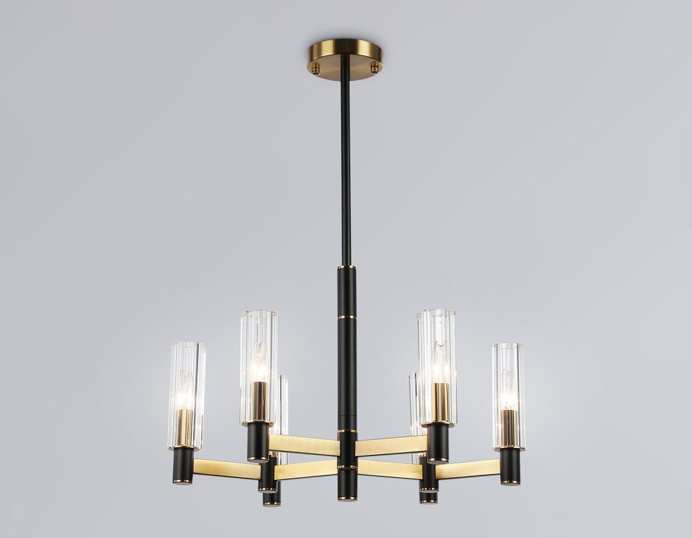 Люстра на штанге **38-76 см, 6*E14*40W, K, Ambrella Light High Light LH55511, черный, латунь