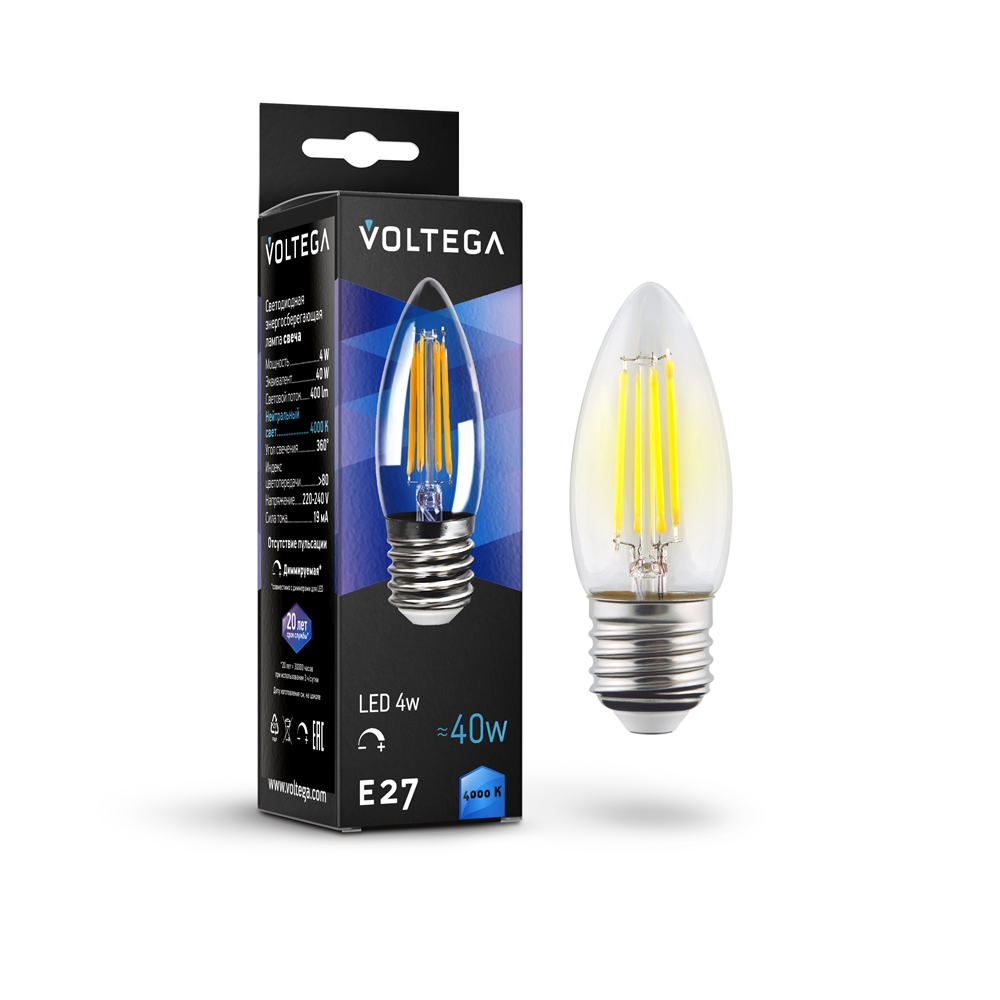 8463 Лампа светодиодная диммируемая Voltega Crystal 5W 400Lm 4000K E27