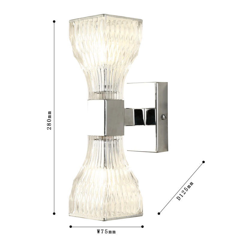 Бра Favourite Parity 2944-2W, D125*W75*H280, хром, плафоны из прозрачного стекла, по краю плафона нанесена серебряная краска