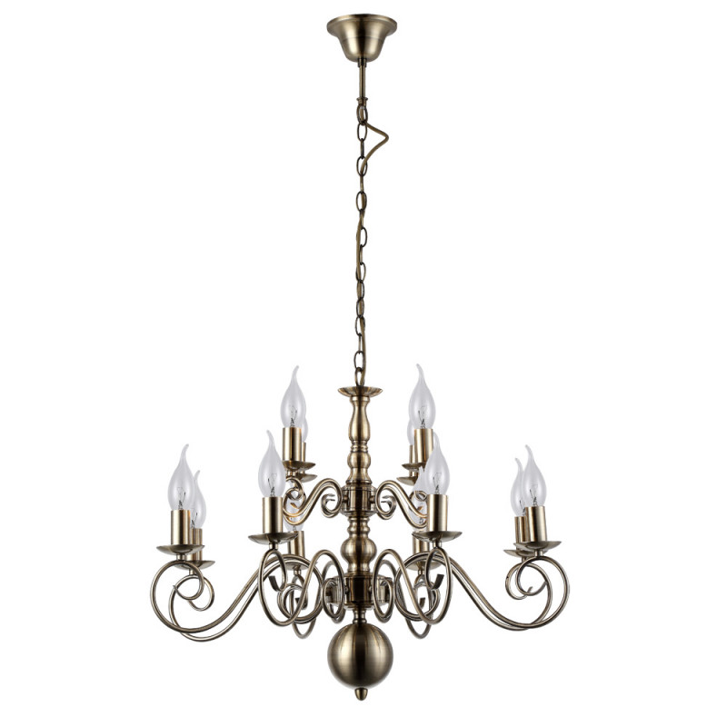 Подвесная люстра Arte Lamp A1129LM-12AB бронза, диаметр 62 см