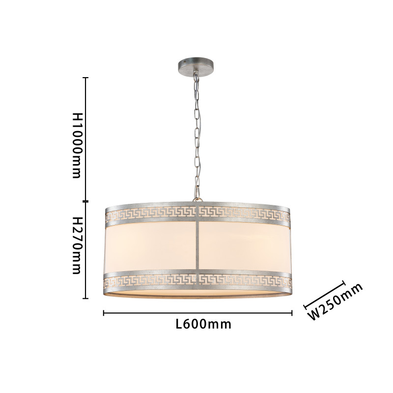 Подвесная люстра Favourite Exortivus 4010-3PC, L600*W250*H395/1395, античного серебра, плафон из белой ткани
