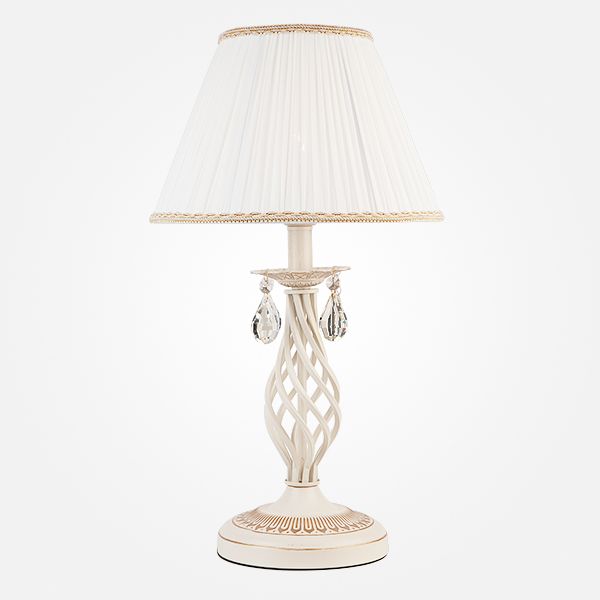 Классическая настольная лампа 30 см Eurosvet Amelia 10054/1 белый с золотом/прозрачный хрусталь Strotskis