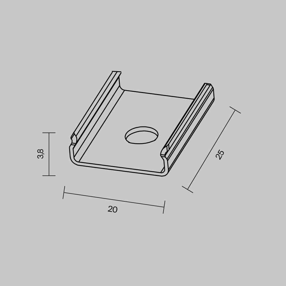 Комплект креплений (для профиля 35×35) 4 шт., ALM-3535B-MT Maytoni Led Strip Накладной-подвесной профиль Серебро 642091, Черный