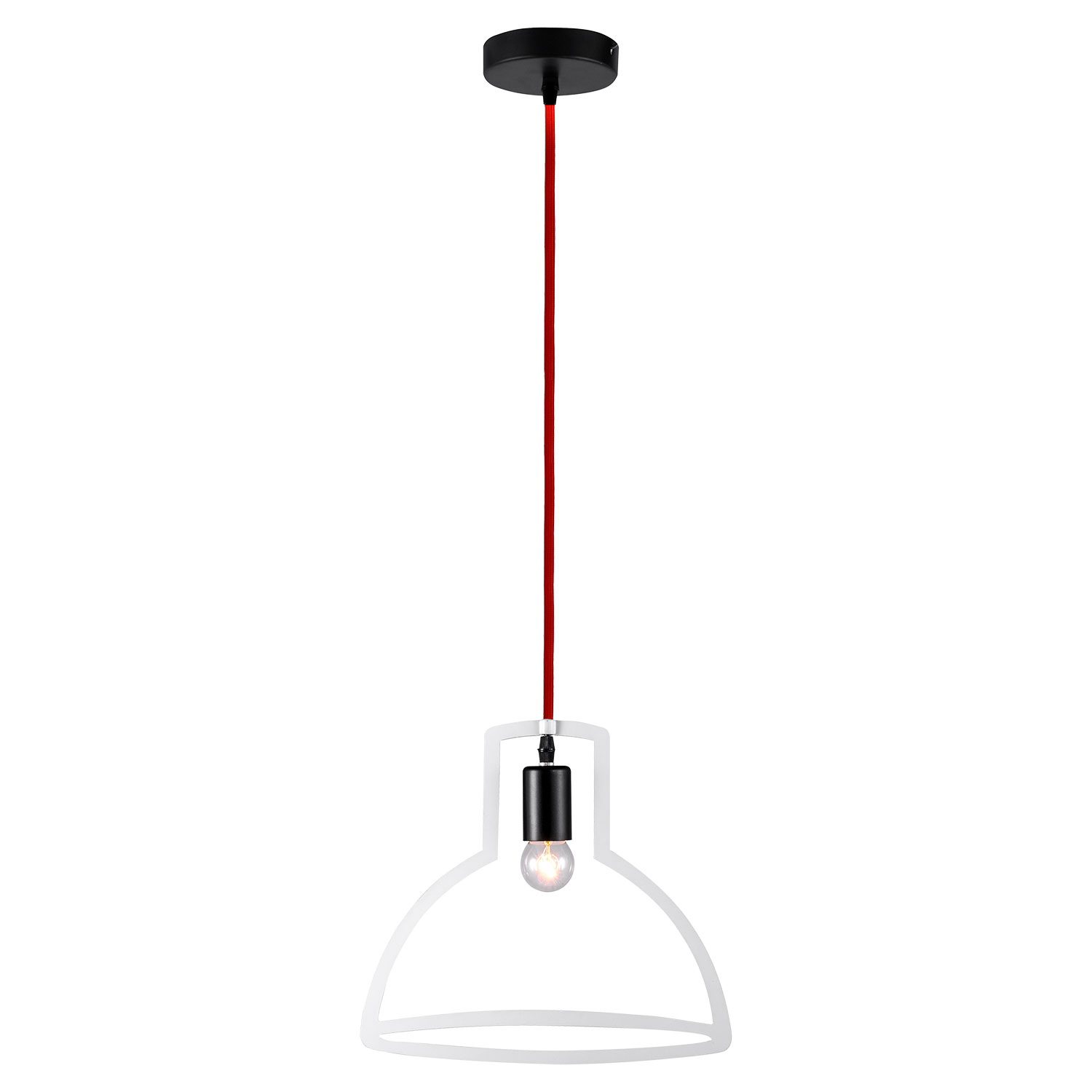 Подвесной светильник 25*10 см, 1*E27*10W 4100K Lussole Aberdeen GRLSP-8226 белый/черный/красный