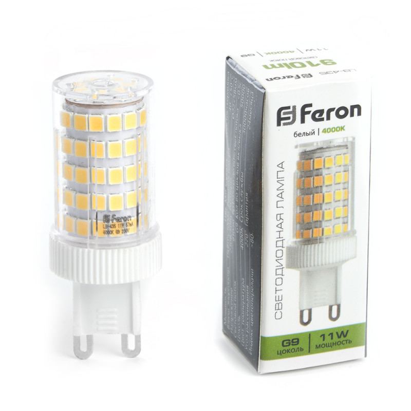 Лампа светодиодная G9, 11W, 4000K, 910 Lm, 230V  JCD, LB-435 Feron 38150