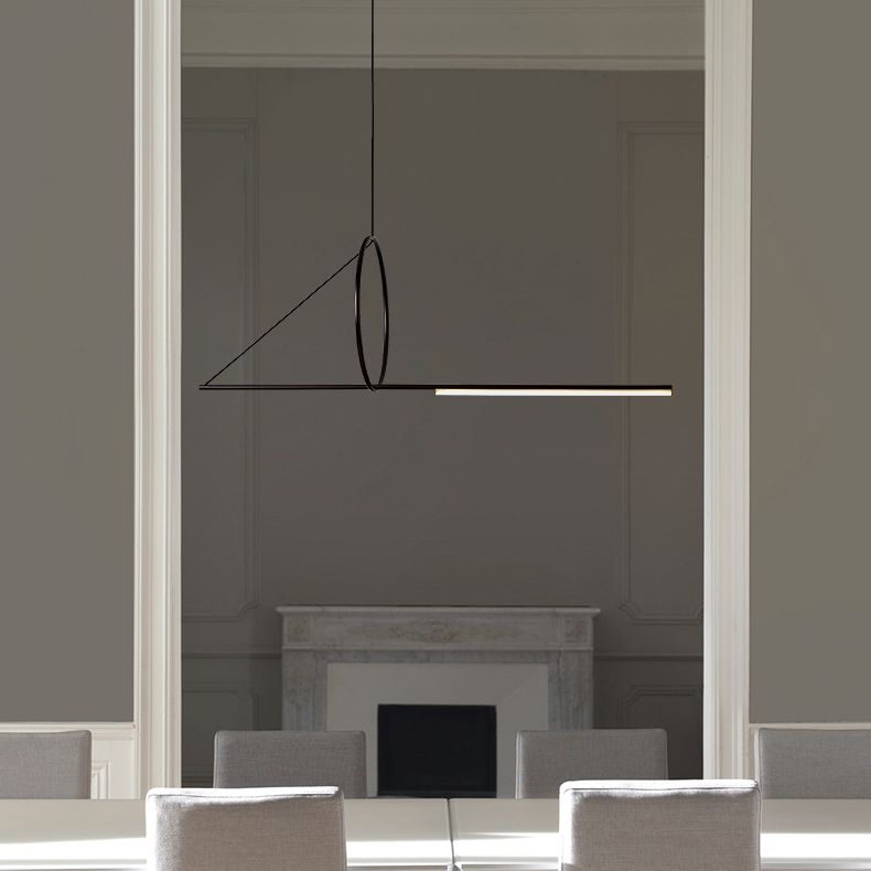 Подвесной светильник SUSPENSION CERCLE ET TRAIT – GRAPHITE SATINE L170 170*45*45 см, 1*LED*25W, 3000K, ImperiumLoft 40.1282-0, Чёрный