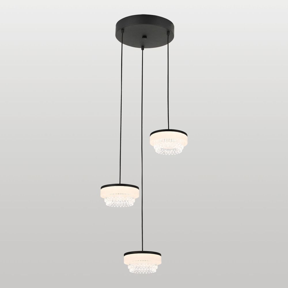 Подвесной светильник *37*50-120 см, 3*LED*7W, 4000K, Lussole  LSP-7487, черный