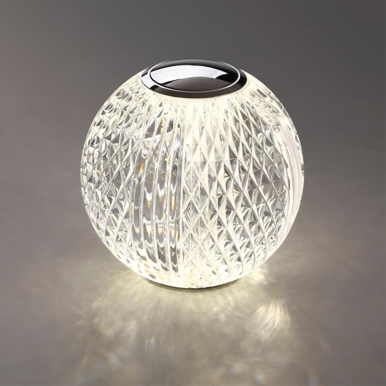 Настольный светильник 11*11*12 см, 1 LED*2W, 4000 К, Odeon Light Crystal, хром 5007/2TL