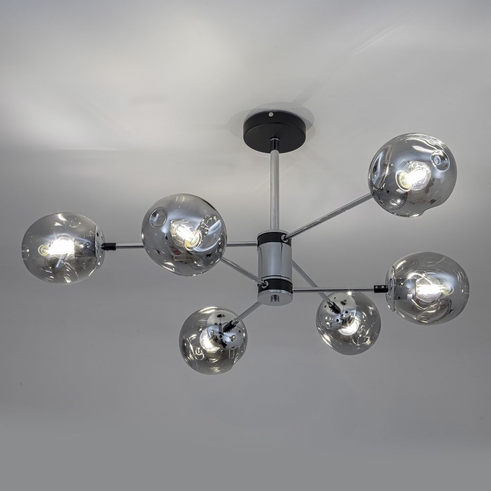 Светильник 91*91*41 см, Е 27 6x40W, Чёрный, Хром MODEMODERN MD.2695.6