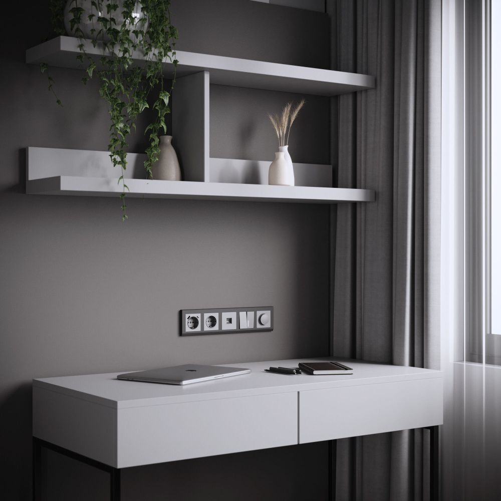Розетка с заземлением, шторками и USB тип A+C Werkel W1171765, серебряный матовый
